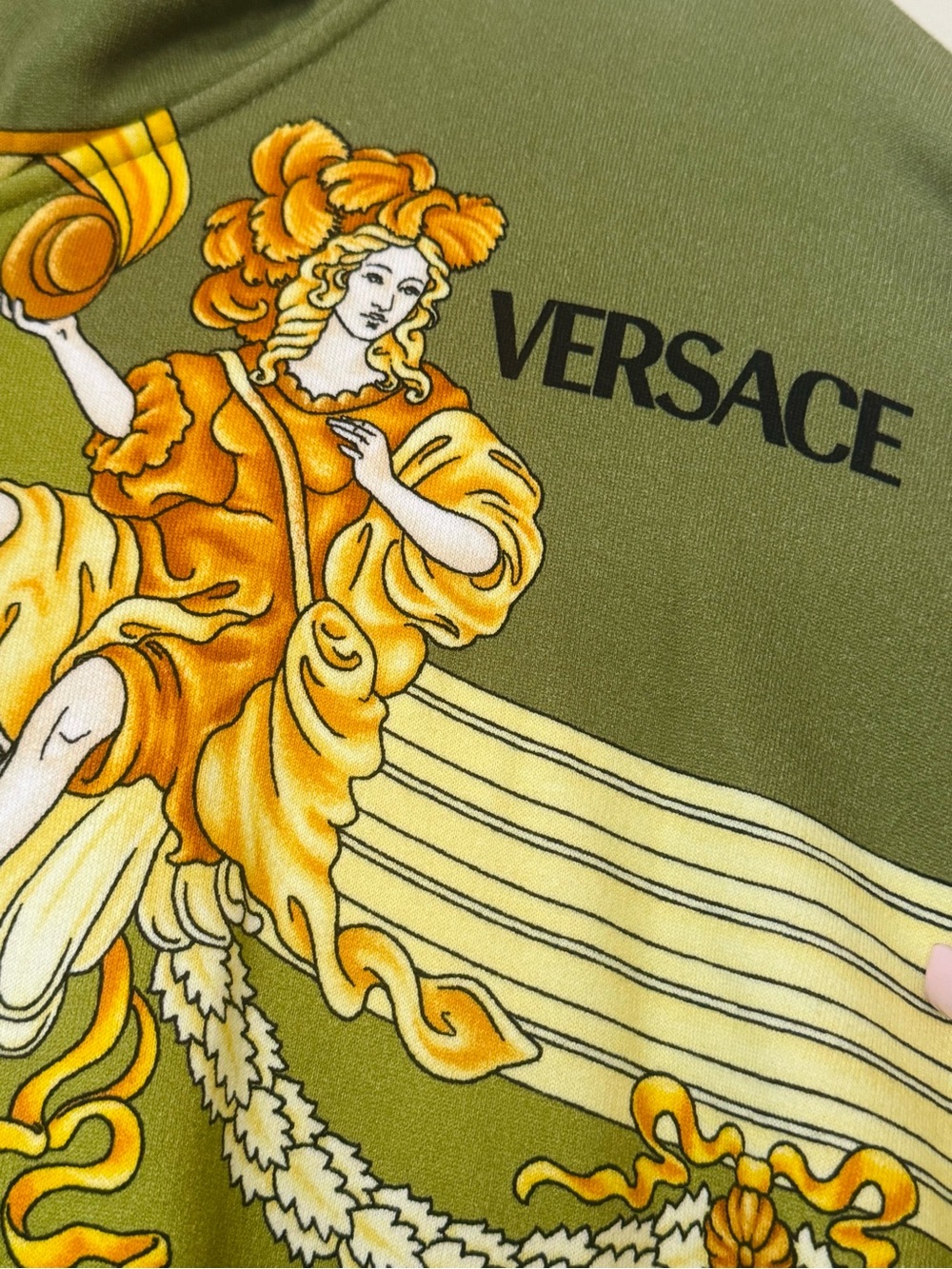 Versace Olive & Gold Baroque Zip Front Hoodie Jacket - Picture 2 of 9